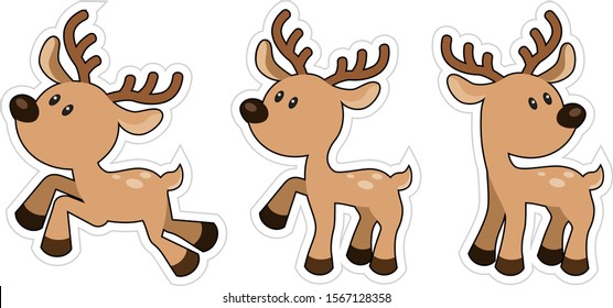Cute Deer Stickers Set of Thee