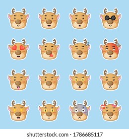 cute deer stickers vector set