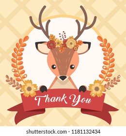 Cute Deer Thank You Card