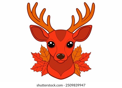 A cute deer vector art in white background illustration.