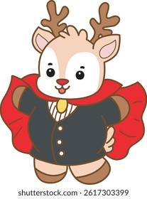 Cute Deer vector icon. Funny baby Deer animal series stock illustration. Life of fluffy Deer designs.
baby deer with vampire costume
