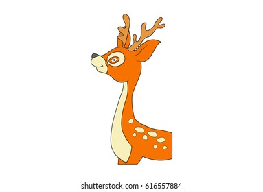 A Cute deer. Vector Illustration. Isolated on white background.