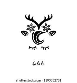 Cute Deer vector illustration as logo, badge, patch. Deer for invitation, birthday, greetings, party, Merry Christmas motive.