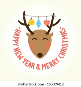 Cute deer vector illustration postcard