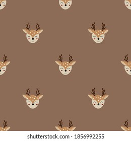 Cute Deer vector ilustration seamless pattern.Great for fabric,textile,wrapping paper,scrapbooking,kids and baby design print.
