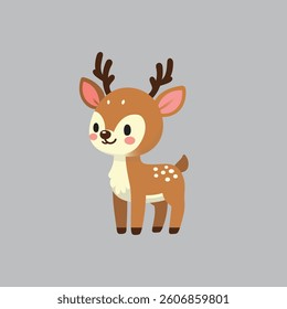 Cute Deer Vector Image, Antler Animal Deer Stag Vector Illustration, Reindeer Cute Vector Image.