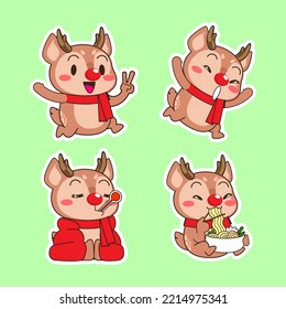 cute deer vector set, deer illustration