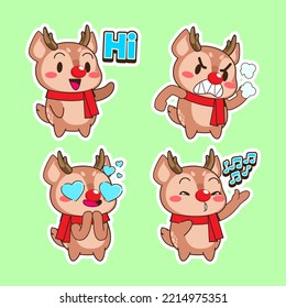 cute deer vector set, deer illustration