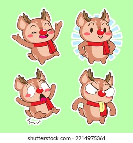 cute deer vector set, deer illustration
