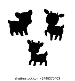 cute deer vector silhouette white background