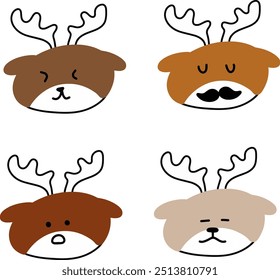 Cute Deer Vector | Various Expressions | Minimalist Design | 4 Vectors