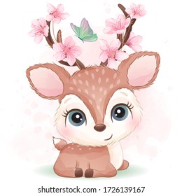 Cute deer with watercolor effect