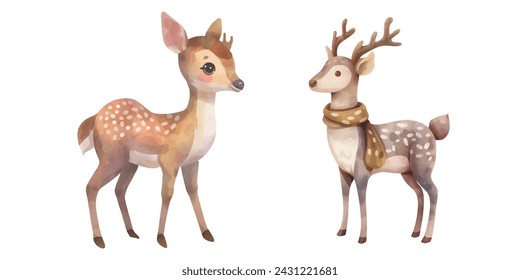 cute deer watercolour vector illustration