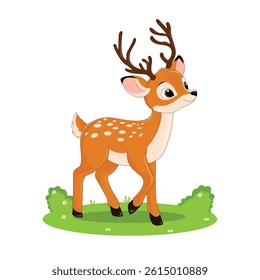 Cute deer with a white underbelly and white spots on its back vector illustration