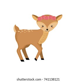 cute deer wild animal icon