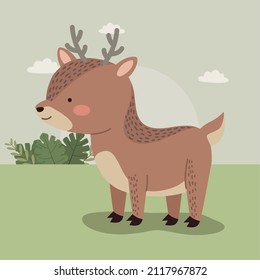 cute deer woodland animal character