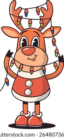 Cute deer wrapped in garland