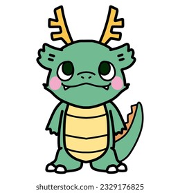 Cute deformed dragon color illustration for New Year's greeting cards for the year of the dragon.