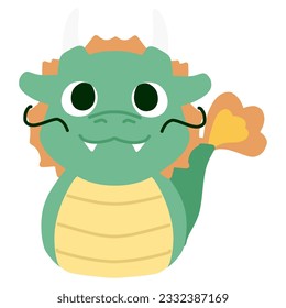 Cute deformed dragon color illustration for New Year's greeting cards for the year of the dragon.