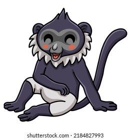Cute delacour's langur cartoon sitting