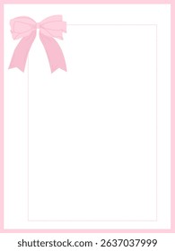 Cute delicate frame with a pink bow for notes or diary