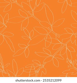 Cute delicate linear floral leaf pattern
