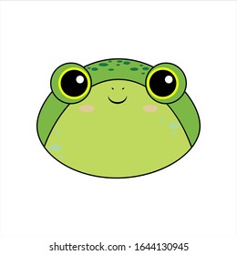 Cute and delicate little frog vector image on white background. Kawaii style sticker, icon, Emoji