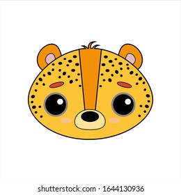 Cute and delicate little leopard vector image on white background. Kawaii style sticker, icon, Emoji