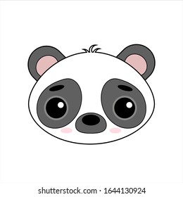 Cute and delicate little Panda vector image on white background. Kawaii style sticker, icon, Emoji