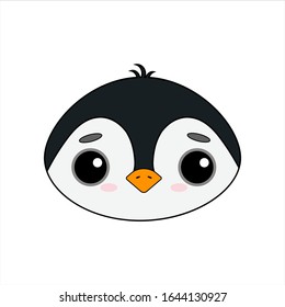 Cute and delicate little penguin vector image on white background. Kawaii style sticker, icon, Emoji