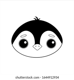 Cute and delicate little penguin vector image on white background. Sticker in the style of Kawaii, icon, Emoji. Coloring book for children