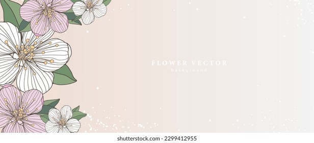 Cute delicate pink floral background with cherry blossoms. Background for text, photos, postcards, diplomas and presentations