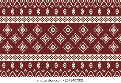 Cute and delicate seamless pixel pattern with floral and geometric motifs. Pink, green, and beige color palette. Suitable for children's products, home decor, digital backgrounds, and pixel art.