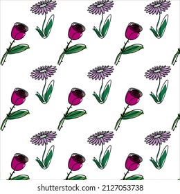 cute delicate vector floral print with roses on a white background, floral background with a stylish design, wallpaper with flowers