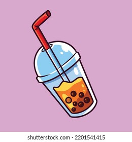 Cute Delicious Boba Cartoon Illustration