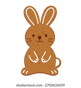 Lindo, delicioso conejito galleta de jengibre con decoración de hielo para Navidades - Ilustración vectorial