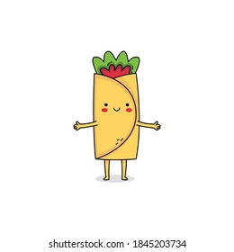 Cute Delicious Burrito Cartoon Character