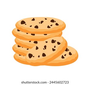 Nette Delicious Schokolade Chip Cookies Keks Icon Logo. Cartoon-Vektorillustration isoliert auf weißem Hintergrund