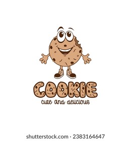 Cute and delicious cookie, cartoon cookie logo design
