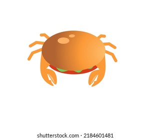 Cute delicious crab burger illustration, perfect for a seafood burger restaurant.