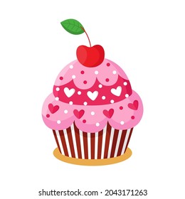 Cute delicious cupcake isolated vector clipart. Cake illustration design