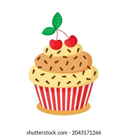 Cute delicious cupcake isolated vector clipart. Cake illustration design