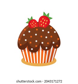 Cute delicious cupcake isolated vector clipart. Cake illustration design