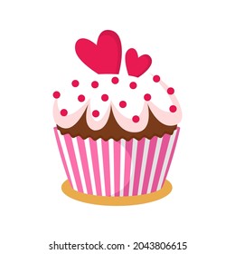 Cute delicious cupcake isolated vector clipart. Cake illustration design