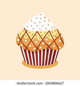 Cute delicious cupcake isolated vector clipart. Cake illustration design