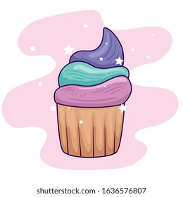 cute and delicious cupcake pastry vector illustration design