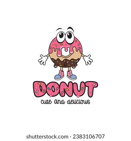 Cute and delicious donut, cartoon donut logo design