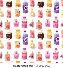 Cute delicious drinks pattern with various fruit flavors.