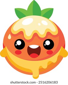 Ilustración linda del icono del Vector de la historieta de la cara deliciosa en el fondo blanco.