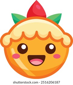 Cute Delicious Face Cartoon Vector Icon Illustration on white Background.